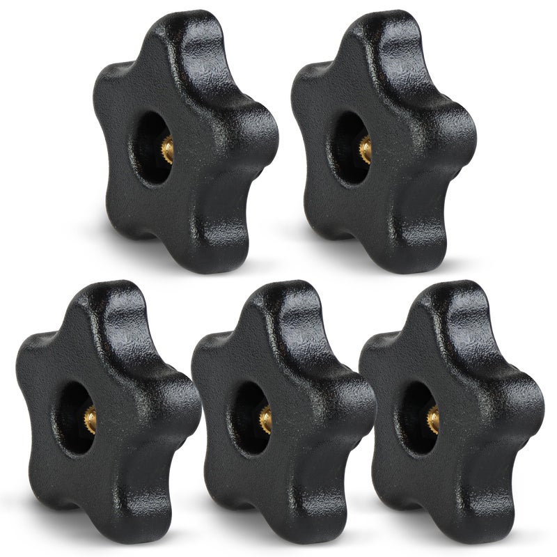 Deadwood Crafted Tools DCT 5 Star 5/16in-18 Internal Threaded Clamping Knob - T Knob Plastic Jig Knobs, 5-Pack - Image 1